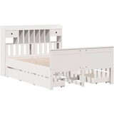 vidaXL Knjižna postelja brez vzmetnice bela 150x200 cm trdna borovina | Shoptok.si