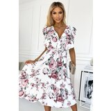 numoco basic Midi dress with ruffle, neckline and tie Numoco | Shoptok.si