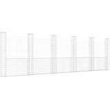 vidaXL Gabionska košara U-oblika sa 6 stupova 620x20x200 cm željezna | shoptok.hr