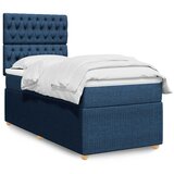  Krevet s oprugama i madracem plavi 100 x 200 cm od tkanine | shoptok.hr