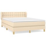  Box spring postelja z vzmetnico krem 140x200 cm blago, (20894511) | Shoptok.si