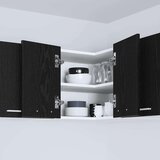 vidaXL Viseča omarica s polico Riga Črni hrast in bela 57 x 57 x 40 cm | Shoptok.si