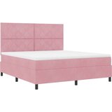  LED Box Spring Krevet Ružičasta 180 x 200 cm Baršun | shoptok.hr