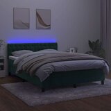  box spring s madracem LED tamnozeleni 140x190 cm baršun | shoptok.hr