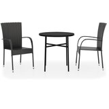 The Living Store Vrtna jedilna garnitura 3-delna poli ratan črna - Vrtna Jedilna Garnitura, (21461145) | Shoptok.si