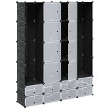  Modularni ormarić s 18 pretinaca crno-bijeli 37x146x180,5 cm | shoptok.hr