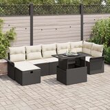  Vrtna garnitura - 9-dijelni set vrtnih sofa s jastucima Crni Poliratan | shoptok.hr
