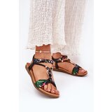ARTIKER Flat Women's Sandals With Woven Strap And Decoration Black | Shoptok.si