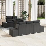 vidaXL 6-delni vrtni kavč set z blazinami črn poli ratan | Shoptok.si