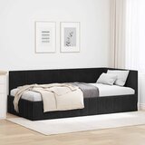  Kutni okvir kreveta s uzglavljem Crna 90 cm x 200 cm Baršun | shoptok.hr
