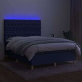 vidaXL Krevet box spring s madracem LED plavi 140x190 cm od tkanine | shoptok.hr