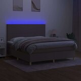  Box spring s madracem LED smeđesivi 180x200 cm tkanina | shoptok.hr