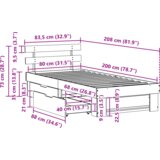  Krevetna konstrukcija Voštano smeđa 80 x 200 cm Borova drva | shoptok.hr