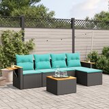  6-dijelni set vrtnih sofa od poliratana s jastucima crni | shoptok.hr