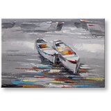  Slikana slika na platnu brodići 90x60 cm Cene