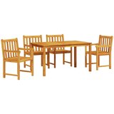  Vrtni set za objed 5 kom. Smeđa Čvrsto drvo akacije 140 x 80 x 74 cm | Shoptok.si