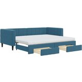vidaXL izvlečna dnevna postelja s predali modra 90x200 cm žamet | Shoptok.si