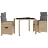 vidaXL Zunanja jedilnica z blazino 3 pcs Bež in svetlo siva, (5000281330) | Shoptok.si