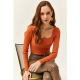 Olalook Women's Onion Skin Square Neck Thick Ribbed Knitwear Blouse | shoptok.hr