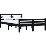  Posteljni okvir črn iz trdnega lesa 140x190 cm, (20643678) | Shoptok.si