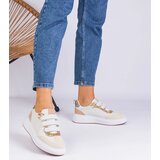 Gemre Beige women's Velcro sneakers decorated with glitter Kasabella | shoptok.hr