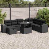  9-dijelni set vrtnih sofa s jastucima crni od poliratana Cijene