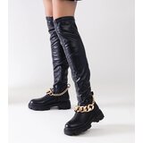 Gemre Black flat boots with a chain Aruen | Shoptok.si