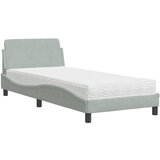  The Living Store Postelja z vzmetnico svetlo siv 90x190 cm žamet - Postelja, (21489211) | Shoptok.si