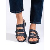 Shelvt Women's navy blue sandals with buckles | shoptok.hr