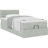 vidaXL Otomanski posteljni okvir z vzmetnico siv 90x190 cm žamet | Shoptok.si