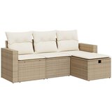Maison Chic Seti vrtnega pohištva - Vrtna garnitura - Vrtni pohištvo set 4-delna z blazinami bež poli ratan, (21809775) | Shoptok.si