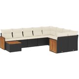 vidaXL 10-dijelni set vrtnih sofa s jastucima crni od poliratana | shoptok.hr