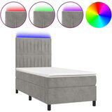  Box spring postelja z vzmetnico LED svetlo siva 90x190cm žamet, (20790067) | Shoptok.si
