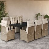vidaXL 9-dijelni vrtni blagovaonski set od poliratana s jastucima bež | shoptok.hr