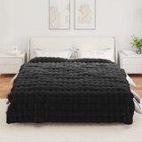  Dežnik iz umetnega zajčjega krzna Črna 220 x 240 cm Poliester, (5000111934) | Shoptok.si