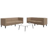 vidaXL Komplet Chesterfield kavčev 2-delna kapučino um. usnje | Shoptok.si