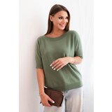 Kesi Włoski Women's short-sleeve viscose sweater khaki Cijene