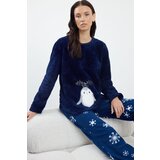 Trendyol Navy Blue Animal and Winter Patterned Wellsoft Knitted Pajama Set | ePonuda.com