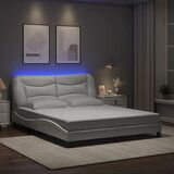 Maison Chic Posteljni okvir - Dvoposteljna postelja - Zakonska postelja z LED lučkami bel 160x200 cm umetno usnje, (21696966) | Shoptok.si