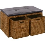  Klupa s 2 košare od morske trave 71 x 40 x 42 cm smeđa | shoptok.hr
