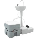 vidaXL kampirska miza siva konstrukcija+beli pokrov+kul siva | Shoptok.si