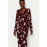 Trendyol Pajama Set - Burgundy - Slogan Cene