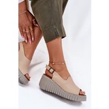 ARTIKER Women's Sandals Made Of Natural Leather On Wedge Beige | ePonuda.com
