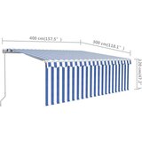 vidaXL Ročno zložljiva tenda s senčilom 4x3 m modra in bela | Shoptok.si
