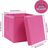 vidaXL Škatle za shranjevanje s pokrovi 4 kosi roza 32x32x32 cm blago | Shoptok.si