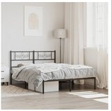 vidaXL Kovinski posteljni okvir z vzglavjem črn 135x190 cm Cene