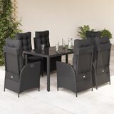  7-dijelni vrtni blagovaonski set s jastucima crni od poliratana | shoptok.hr