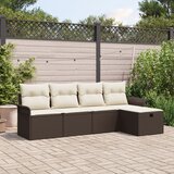 vidaXL Set od 5 vrtnih sofa s jastučićima smeđi poli ratan Cijene