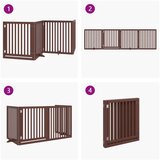 vidaXL Ograda za pse z vrati zložljiva 4 paneli rjava 320cm topolovina | Shoptok.si