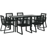  Vrtna jedilna garnitura 7-delna črna PVC ratan, (20667809) | Shoptok.si